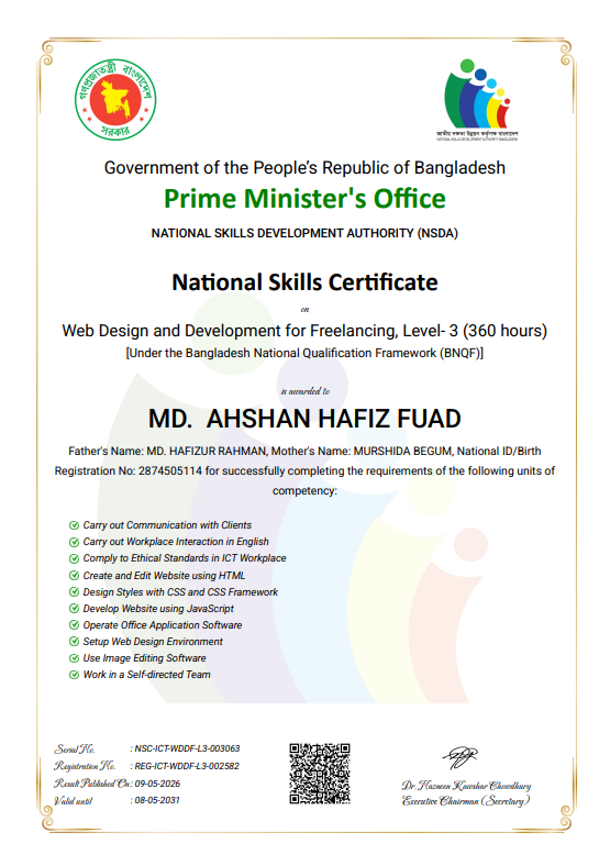 NSDA Level 3 Certificate &mdash; Web Design